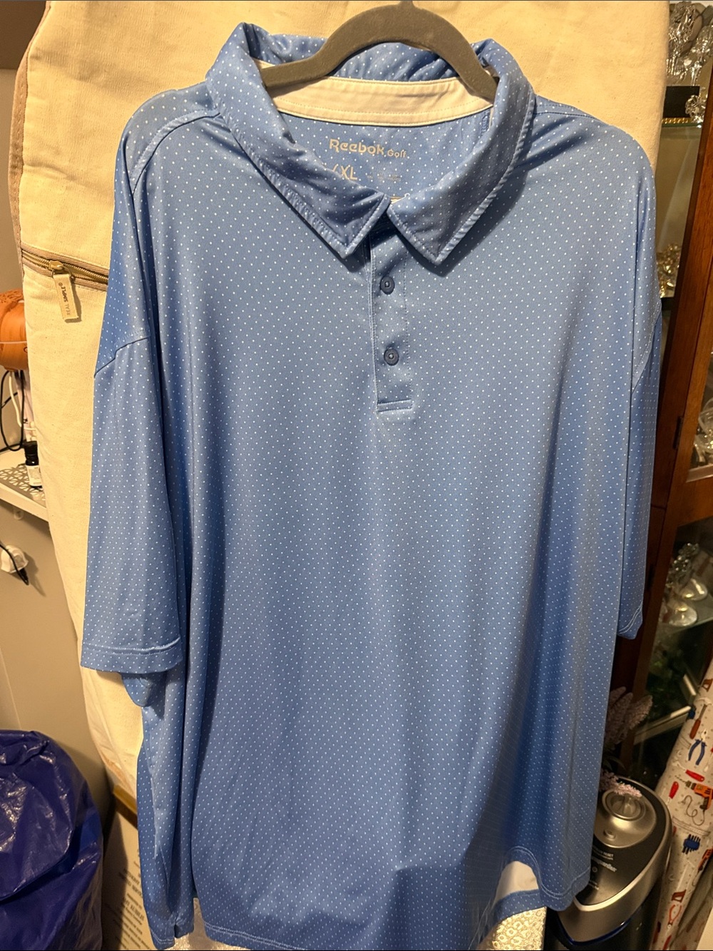 Reebok Men’s Light Blue Dot-Pattern Polo